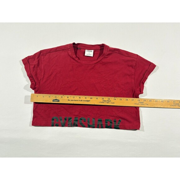 Gymshark Fraction Cropped T-shirt Womens Red Activewear Athleisure Tee Sz S - Picture 4 of 9